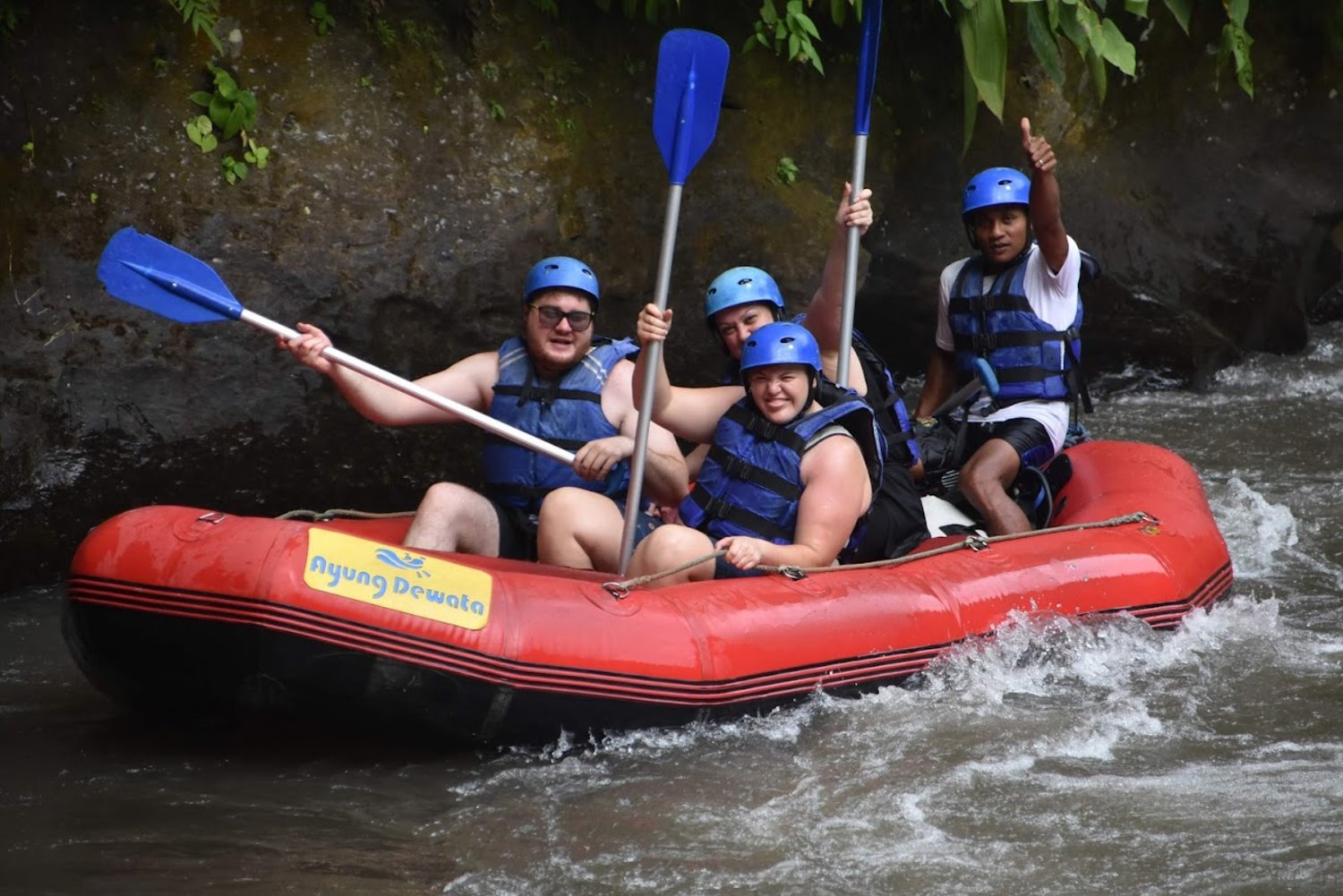 Bali White Water Rafting Adventure, Get through Waterfall